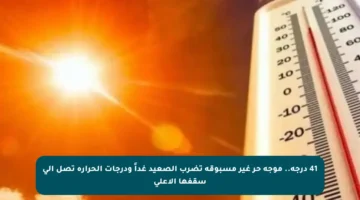 41 درجة.. موجة حر غير مسبوقة تضرب الصعيد غداً ودرجات الحرارة تصل إلى سقفها الأعلى